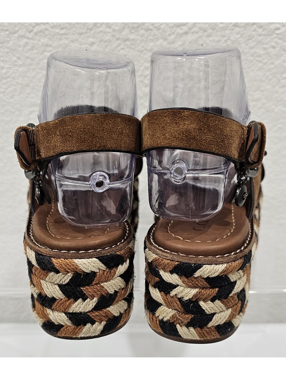 COACH Women's Suede Platform Wedge Sandals Brown Size US 6 B - Picture 5 of 15